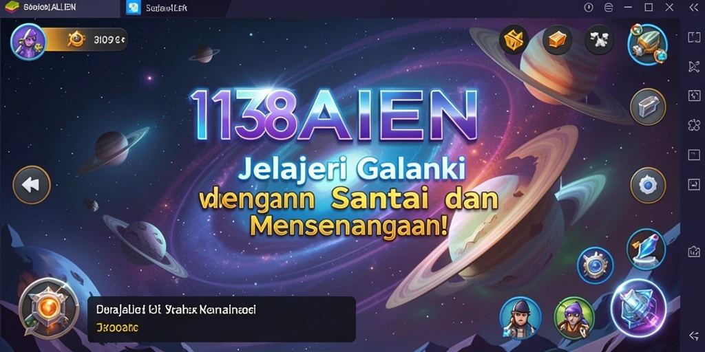 Screenshot utama gameplay 138ALIEN menampilkan petualangan eksplorasi galaksi.