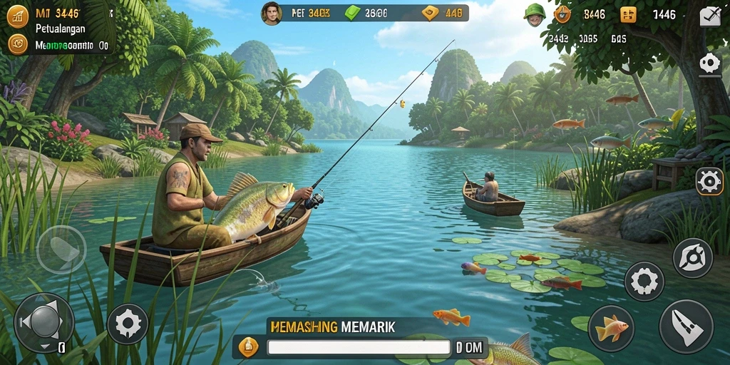 Tampilan menarik dari gameplay memancing di 3446.