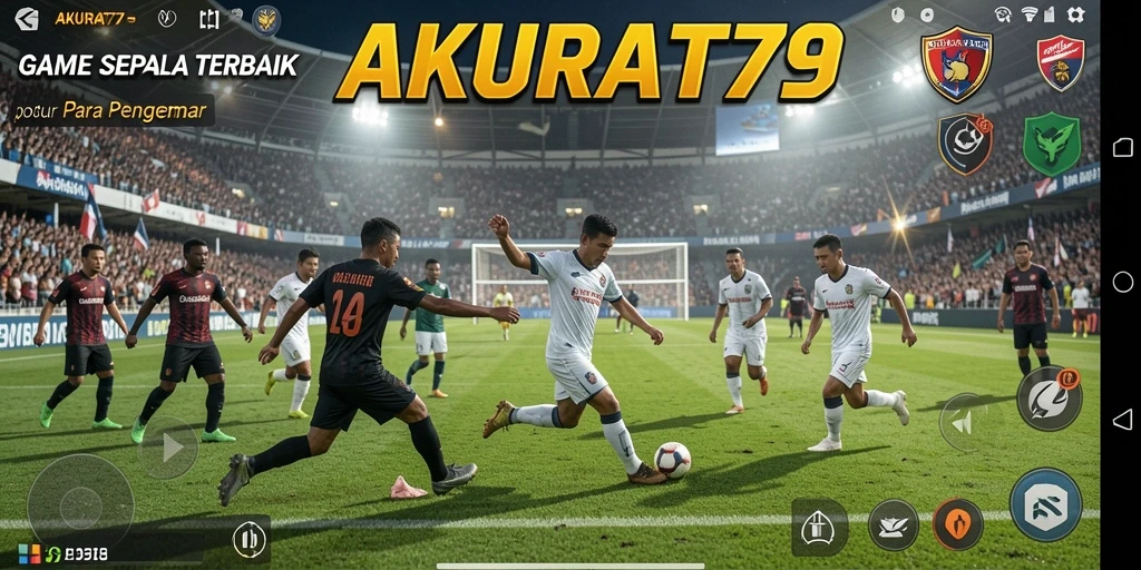Screenshot gameplay AKURAT79 menampilkan aksi sepak bola yang mendebarkan.