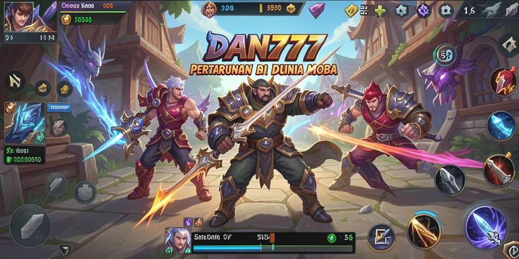 Gameplay seru pertarungan tim di arena MOBA.