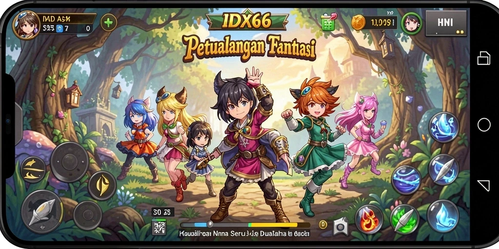 Tampilan gameplay <strong>IDX66</strong> dengan grafis menawan dan karakter menarik.