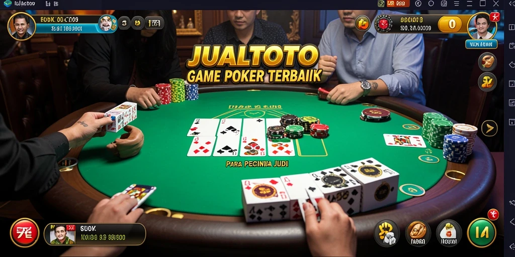 Screenshot gameplay JUALTOTO yang menampilkan momen seru permainan Poker.