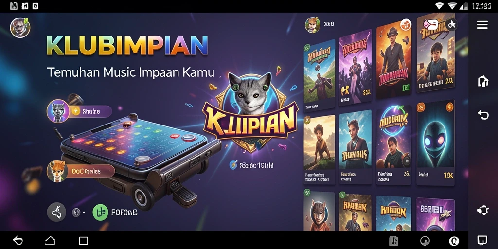 Tampilan gameplay interaktif aplikasi KLUBIMPIAN dengan fitur karaoke.