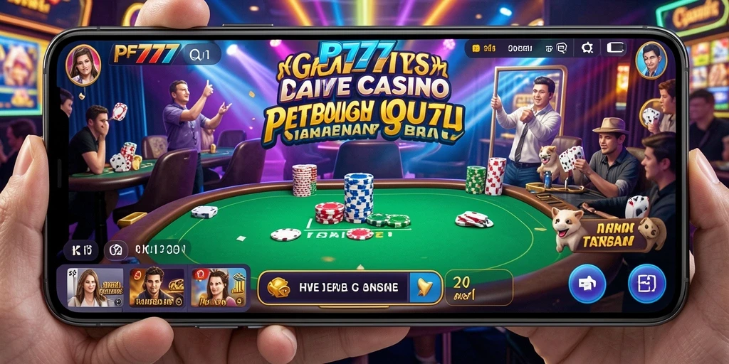 Tampilan gameplay Live Casino yang mendebarkan di aplikasi PF777.