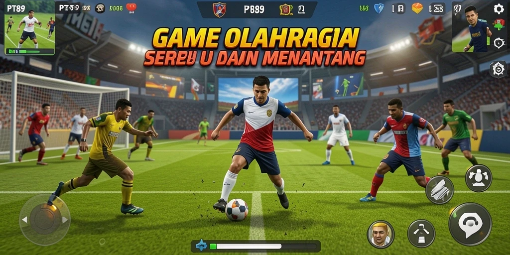 Screenshot utama PT89 menampilkan pertandingan olahraga yang seru dan kompetitif.