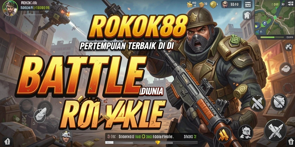 Screenshot ROKOK88 menampilkan aksi seru dalam gameplay Battle Royale.