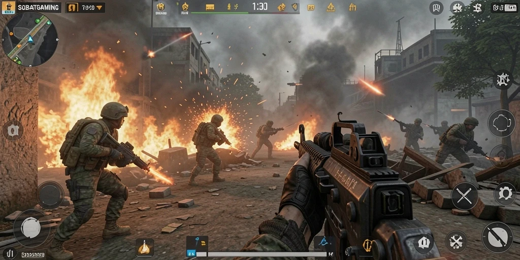Gameplay menegangkan dalam pertempuran TPS yang seru.